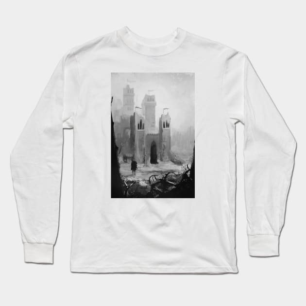 Castle in the Snow B/W Long Sleeve T-Shirt by AidanJWar